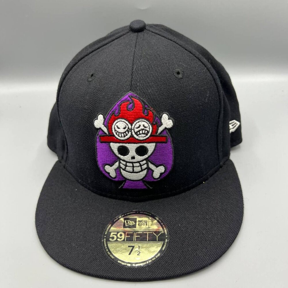 One‎ Piece Portgas D Ace Hat Men 7 1/2 Black 59Fifty New Era Fitted Cap